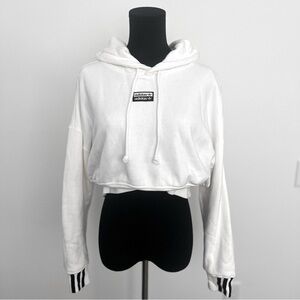 SOLD • Adidas Cropped Hoodie with Striped Cuffs in Size XS